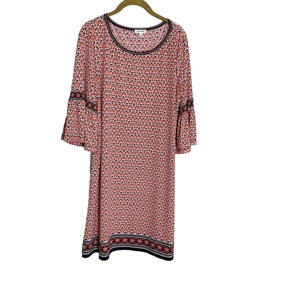Max Studio Geometric Floral Medallion Jersey Dress Large - Picture 1 of 7